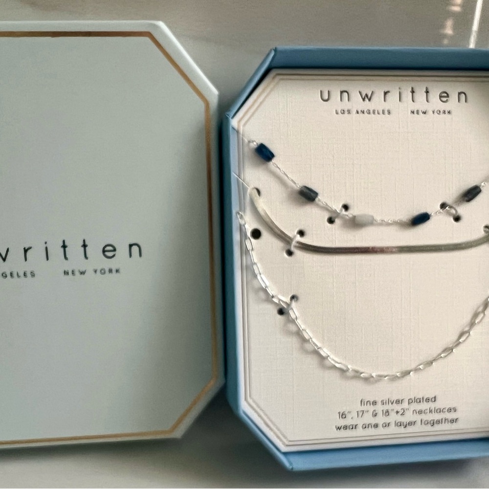 Unwritten Silver Necklace Set with Blue Accents
